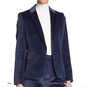 RAG & BONE Lexington Patterned Velvet Blazer 12 Blue